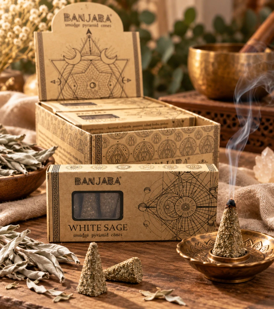 Banjara White Sage – pyramidové vykuřovací kužely s vůní bílé šalvěje