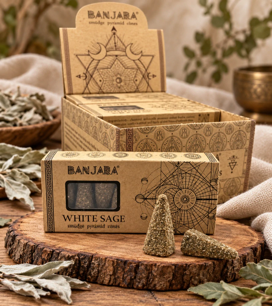 Banjara White Sage – pyramidové vykuřovací kužely s vůní bílé šalvěje