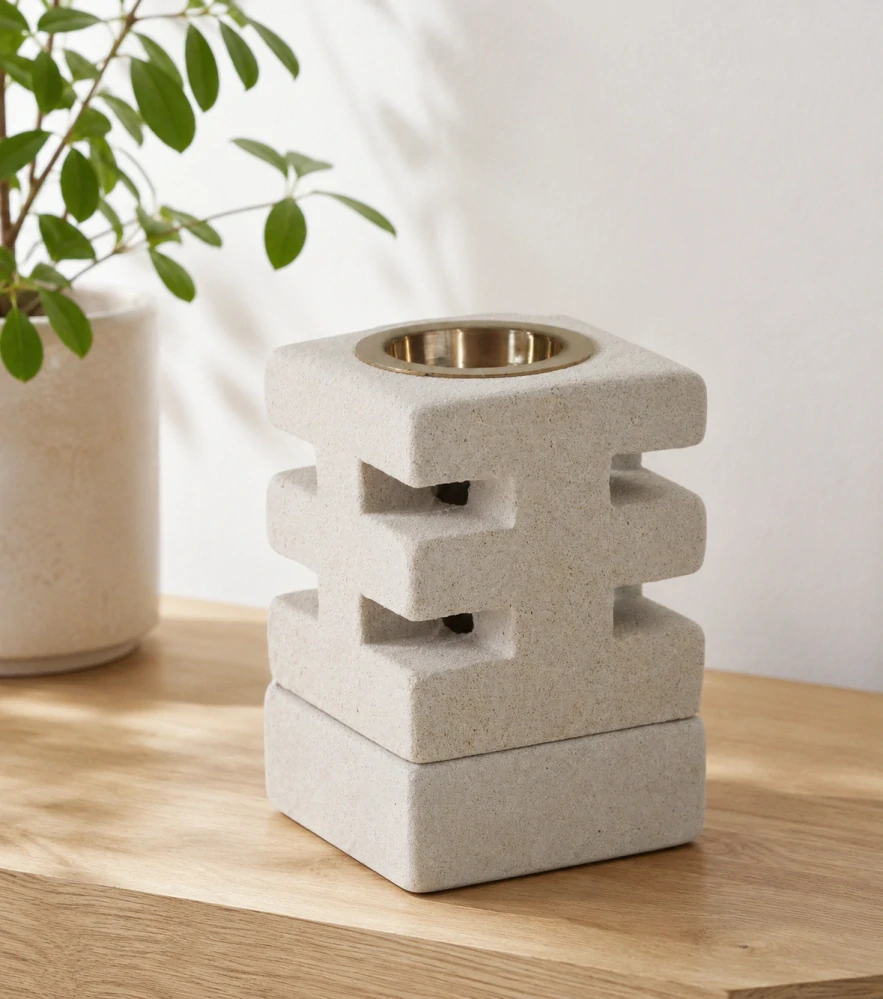 Indonéská kamenná aroma lampa – abstraktní výřezy