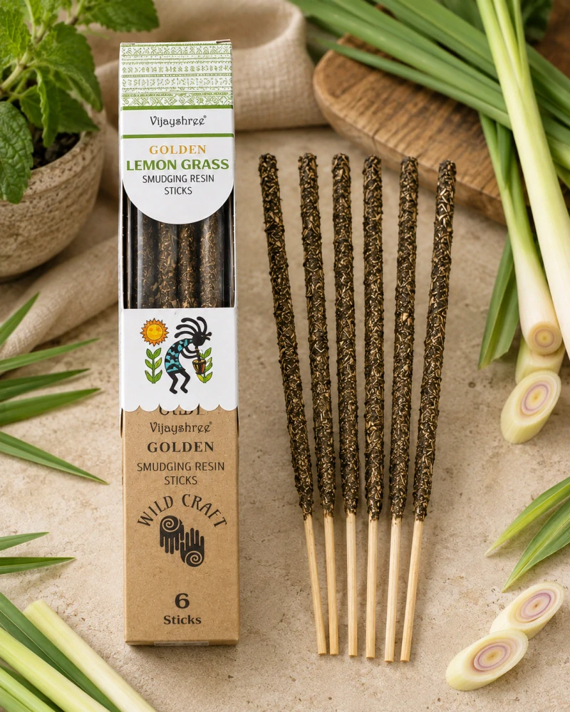 Vijayshree Golden Lemon Grass – vykuřovací pryskyřičné tyčinky
