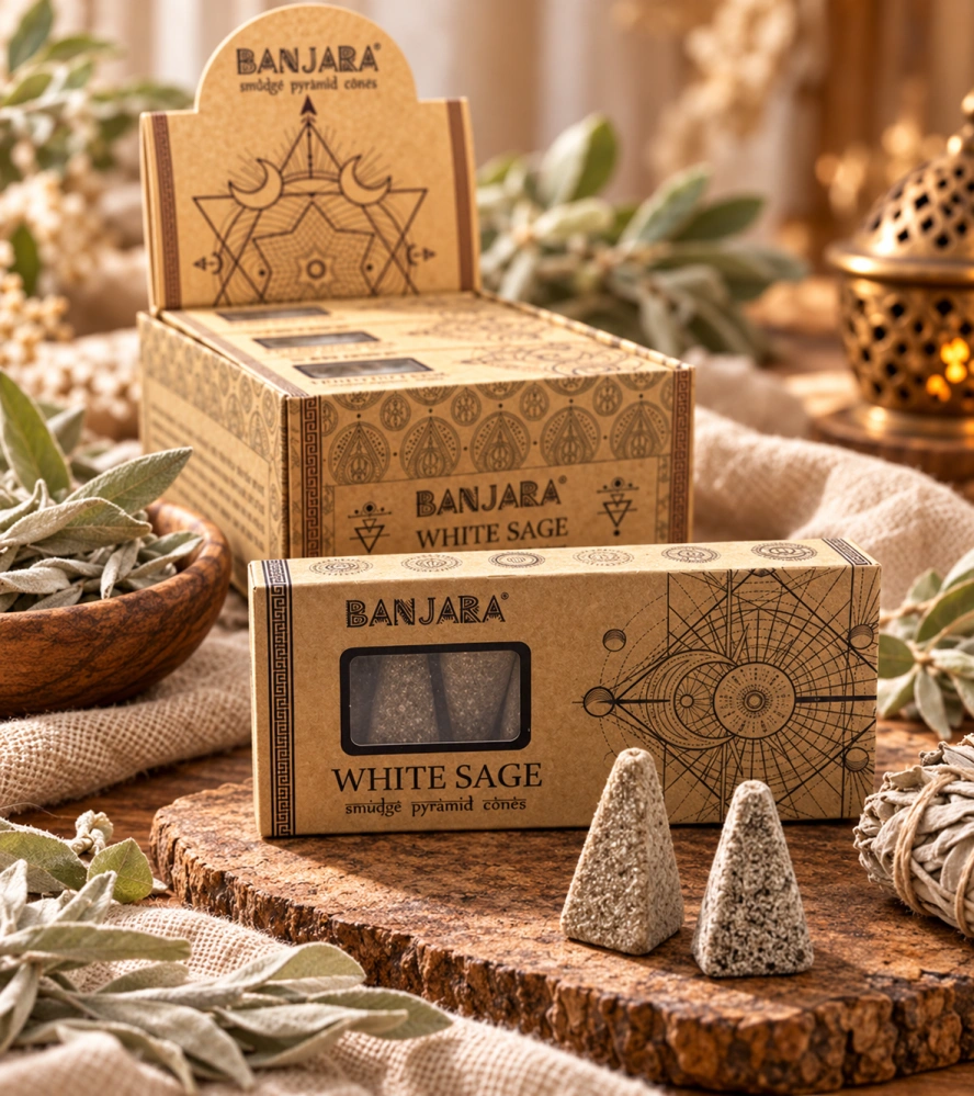 Banjara White Sage – pyramidové vykuřovací kužely s vůní bílé šalvěje