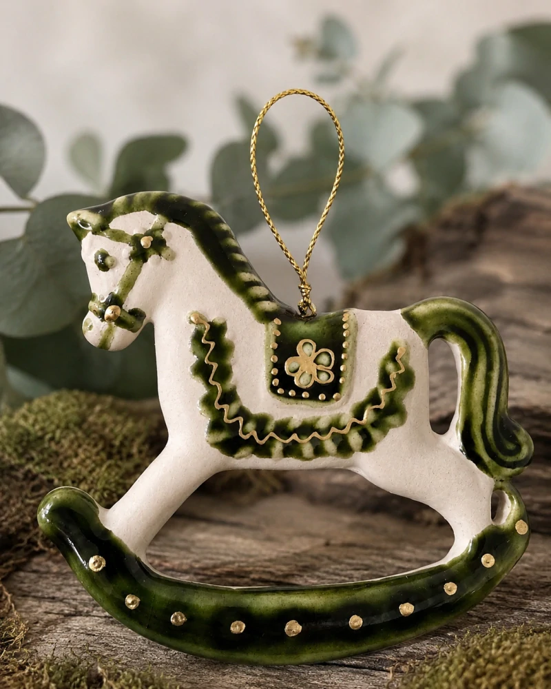Keramický koník velký zelený