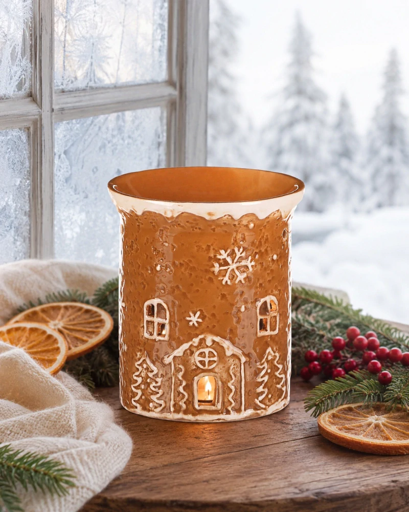 Keramická vánoční aromalampa – perníkový domeček