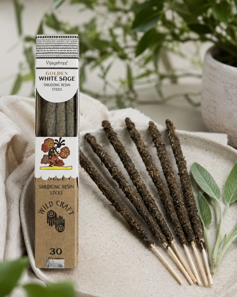 Vijayshree Golden White Sage – vykuřovací pryskyřičné tyčinky
