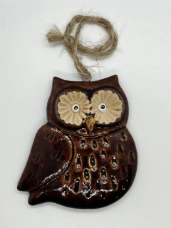 Keramická sova tmavá hnědá