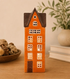 Domeček keramický vysoký - oranžový