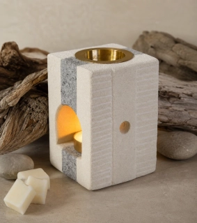 Indonéská kamenná aroma lampa – kombinovaná, hranatá